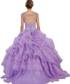 May Queen - Embellished Illusion Off-Shoulder Ruffled Quinceanera Ballgown Formal Gowns 11 May Queen - Embellished Illusion Off-Shoulder Ruffled Quinceanera Ballgown Formal Gowns