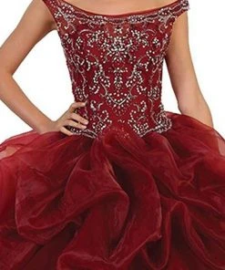 May Queen - Embellished Illusion Off-Shoulder Ruffled Quinceanera Ballgown Formal Gowns 14 May Queen - Embellished Illusion Off-Shoulder Ruffled Quinceanera Ballgown Formal Gowns