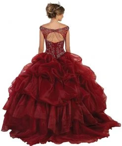 May Queen - Embellished Illusion Off-Shoulder Ruffled Quinceanera Ballgown Formal Gowns 12 May Queen - Embellished Illusion Off-Shoulder Ruffled Quinceanera Ballgown Formal Gowns