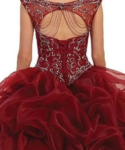 May Queen - Embellished Illusion Off-Shoulder Ruffled Quinceanera Ballgown Formal Gowns 15 May Queen - Embellished Illusion Off-Shoulder Ruffled Quinceanera Ballgown Formal Gowns