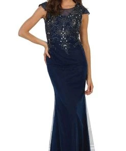 Formal Gowns May Queen - Embellished Illusion Scoop Sheath Prom Dress