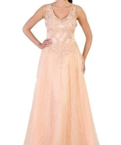May Queen - Embellished Scoop A-line Evening Dress Formal Gowns