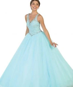 Formal Gowns May Queen - Embellished V-neck Evening Gown