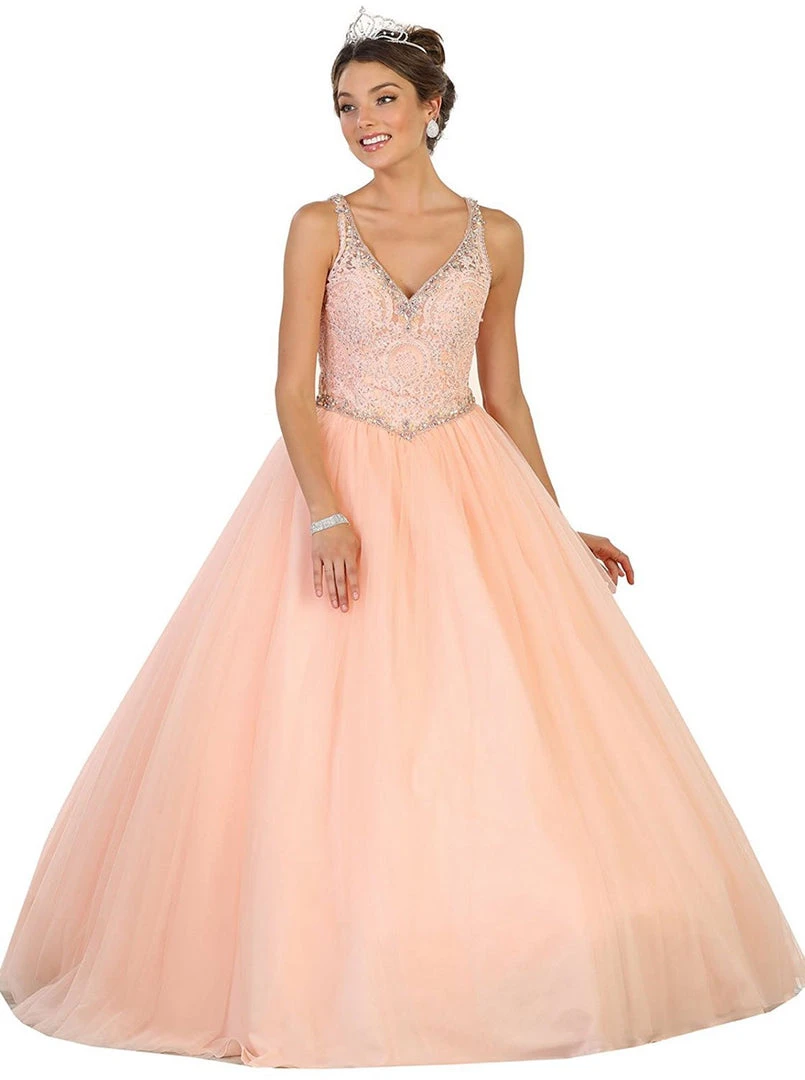 Formal Gowns May Queen - Embellished V-neck Evening Gown 7 Formal Gowns May Queen - Embellished V-neck Evening Gown
