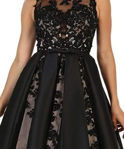 Formal Gowns May Queen - Embroidered Sleeveless Mesh Satin Evening Gown