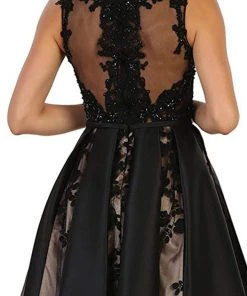 Formal Gowns May Queen - Embroidered Sleeveless Mesh Satin Evening Gown