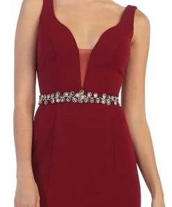 May Queen - Fitted Plunging Seamed Prom Dress 12 May Queen - Fitted Plunging Seamed Prom Dress