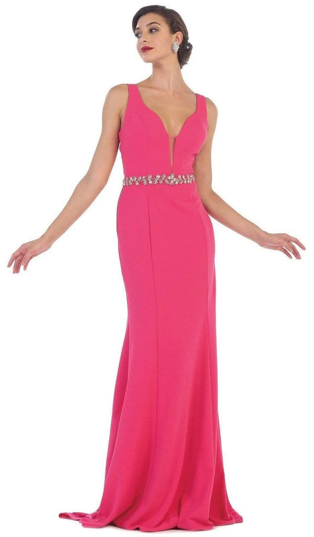 May Queen - Fitted Plunging Seamed Prom Dress 7 May Queen - Fitted Plunging Seamed Prom Dress