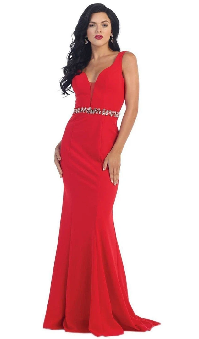 May Queen - Fitted Plunging Seamed Prom Dress 9 May Queen - Fitted Plunging Seamed Prom Dress