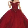 May Queen - Floral Appliqued Prom Ballgown LK136 - 1 Pc Burgundy In Size 6 Available