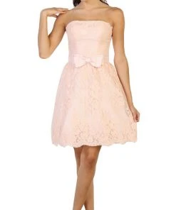 May Queen - Floral Embroidered Strapless Cocktail Dress