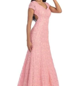 May Queen - Floral Fitted Cutout Trumpet Evening Dress Formal Gowns