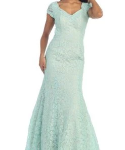 May Queen - Floral Fitted Cutout Trumpet Evening Dress Formal Gowns