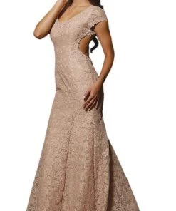 May Queen - Floral Fitted Cutout Trumpet Evening Dress Formal Gowns
