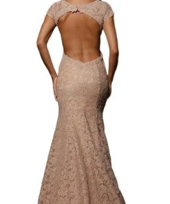 May Queen - Floral Fitted Cutout Trumpet Evening Dress Formal Gowns