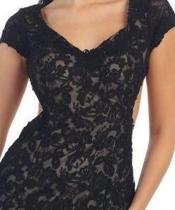 May Queen - Floral Fitted Cutout Trumpet Evening Dress Formal Gowns