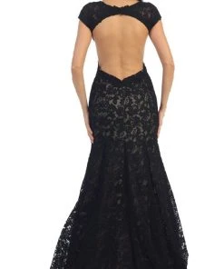 May Queen - Floral Fitted Cutout Trumpet Evening Dress Formal Gowns