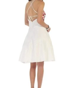 May Queen - Floral Illusion Halter A-line Cocktail Dress Cocktail Dresses