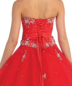 May Queen - Floral Jeweled Sweetheart Formal Ballgown Plus Size Dresses