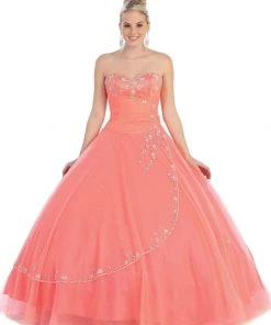 May Queen - Floral Jeweled Sweetheart Formal Ballgown Plus Size Dresses