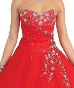 May Queen - Floral Jeweled Sweetheart Formal Ballgown Plus Size Dresses