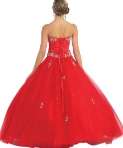 May Queen - Floral Jeweled Sweetheart Formal Ballgown Plus Size Dresses