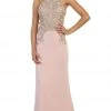 Formal Gowns May Queen - Gilded Halter Neck Trumpet Dress MQ1538 - 1 Pc Blush In Size 2 Available
