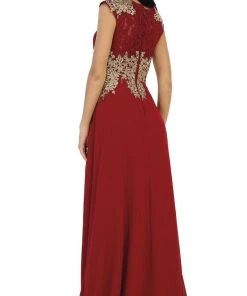 Formal Gowns May Queen - Gilded Lace Illusion Bateau A-line Evening Dress