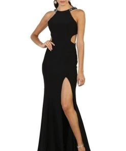 Formal Gowns May Queen - Halter Embellished Cutout Long Prom Gown 11 Formal Gowns May Queen - Halter Embellished Cutout Long Prom Gown