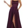 Formal Gowns May Queen - Halter Neck Tie String Back A-Line Satin Gown MQ1642 - 1 Pc Eggplant In Size 4 Available