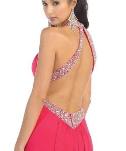 May Queen - High Halter Keyhole Cutout Prom Gown Formal Gowns