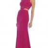 Formal Gowns May Queen - Illusion Paneled Cutout Sheath Long Prom Gown