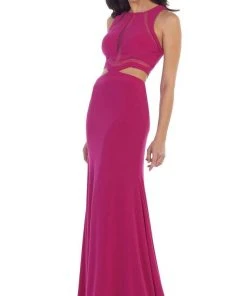 Formal Gowns May Queen - Illusion Paneled Cutout Sheath Long Prom Gown