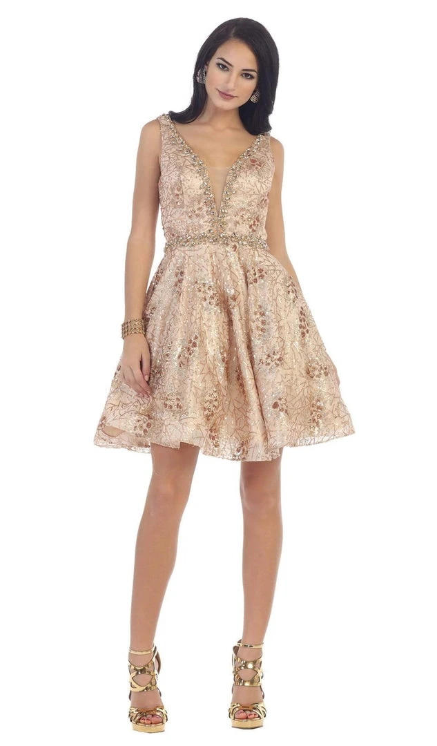 May Queen - Illusion Plunging Sleeveless Cocktail Dress Cocktail Dresses 7 May Queen - Illusion Plunging Sleeveless Cocktail Dress Cocktail Dresses