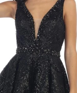 May Queen - Illusion Plunging Sleeveless Cocktail Dress Cocktail Dresses 9 May Queen - Illusion Plunging Sleeveless Cocktail Dress Cocktail Dresses