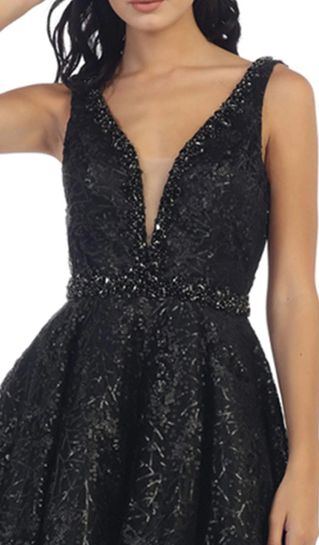 May Queen - Illusion Plunging Sleeveless Cocktail Dress Cocktail Dresses 4 May Queen - Illusion Plunging Sleeveless Cocktail Dress Cocktail Dresses