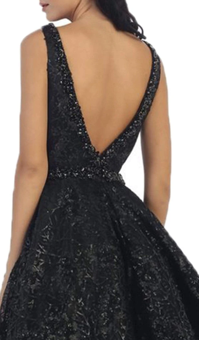 May Queen - Illusion Plunging Sleeveless Cocktail Dress Cocktail Dresses 6 May Queen - Illusion Plunging Sleeveless Cocktail Dress Cocktail Dresses