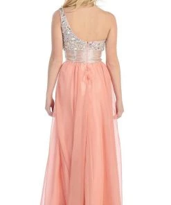 Formal Gowns May Queen - Jewel Embellished Asymmetrical Neck Chiffon Prom Dress 15 Formal Gowns May Queen - Jewel Embellished Asymmetrical Neck Chiffon Prom Dress