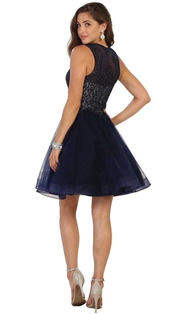 May Queen - Jeweled V-neck A-line Cocktail Dress 9 May Queen - Jeweled V-neck A-line Cocktail Dress