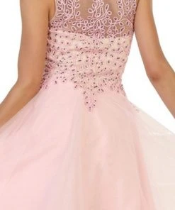 May Queen - Jeweled V-neck A-line Cocktail Dress 14 May Queen - Jeweled V-neck A-line Cocktail Dress