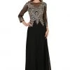 Formal Gowns May Queen Lace Illusion Bateau Fitted Dress - 1 Pc Black/Gold In Size 2XL Available
