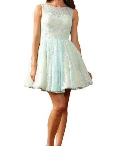 May Queen - Lace Illusion Jewel A-line Cocktail Dress