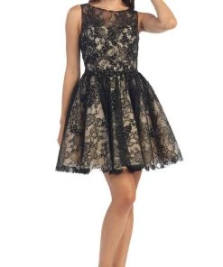 May Queen - Lace Illusion Jewel A-line Cocktail Dress 16 May Queen - Lace Illusion Jewel A-line Cocktail Dress