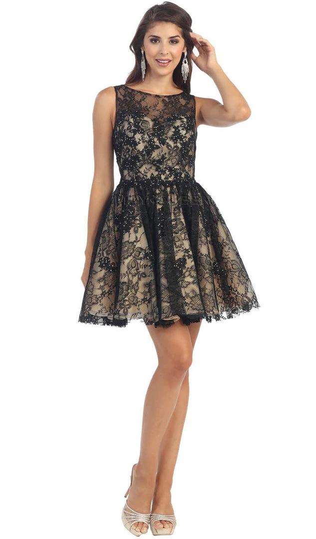 May Queen - Lace Illusion Jewel A-line Cocktail Dress 7 May Queen - Lace Illusion Jewel A-line Cocktail Dress