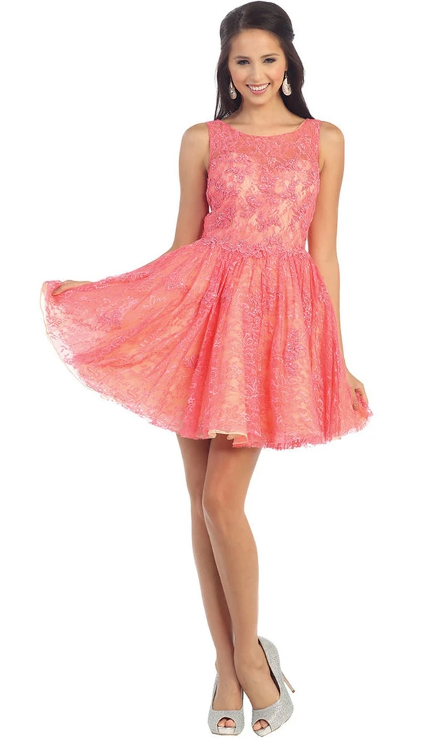 May Queen - Lace Illusion Jewel A-line Cocktail Dress 12 May Queen - Lace Illusion Jewel A-line Cocktail Dress