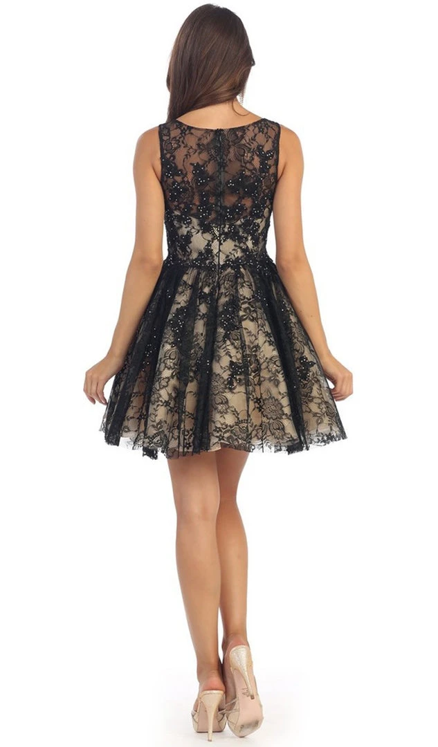 May Queen - Lace Illusion Jewel A-line Cocktail Dress 8 May Queen - Lace Illusion Jewel A-line Cocktail Dress