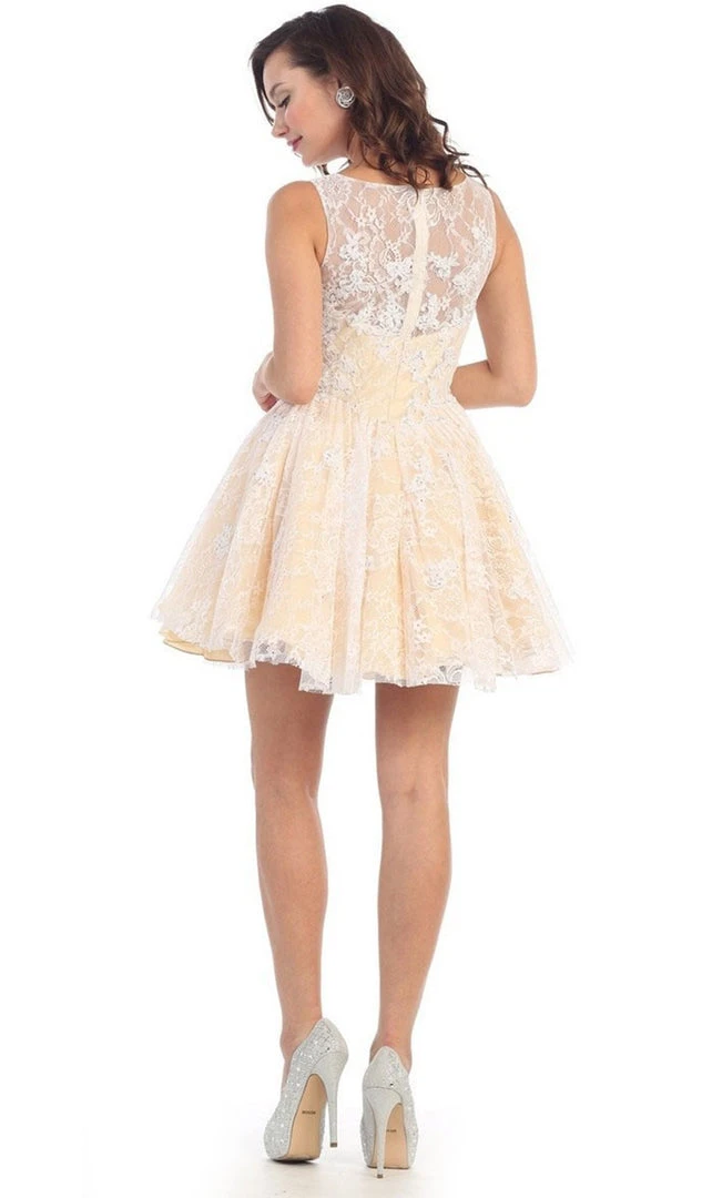 May Queen - Lace Illusion Jewel A-line Cocktail Dress 10 May Queen - Lace Illusion Jewel A-line Cocktail Dress