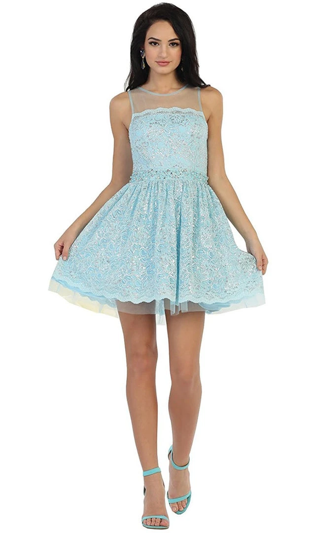 Cocktail Dresses May Queen - Lace Sheer Jewel A-line Cocktail Dress 3 Cocktail Dresses May Queen - Lace Sheer Jewel A-line Cocktail Dress