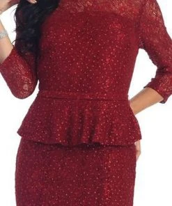 Formal Gowns May Queen - Laced Illusion Bateau Peplum Evening Dress