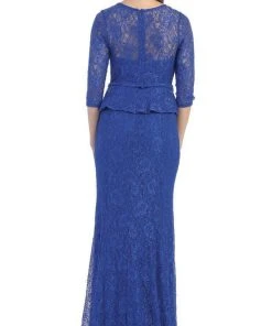 Formal Gowns May Queen - Laced Illusion Bateau Peplum Evening Dress